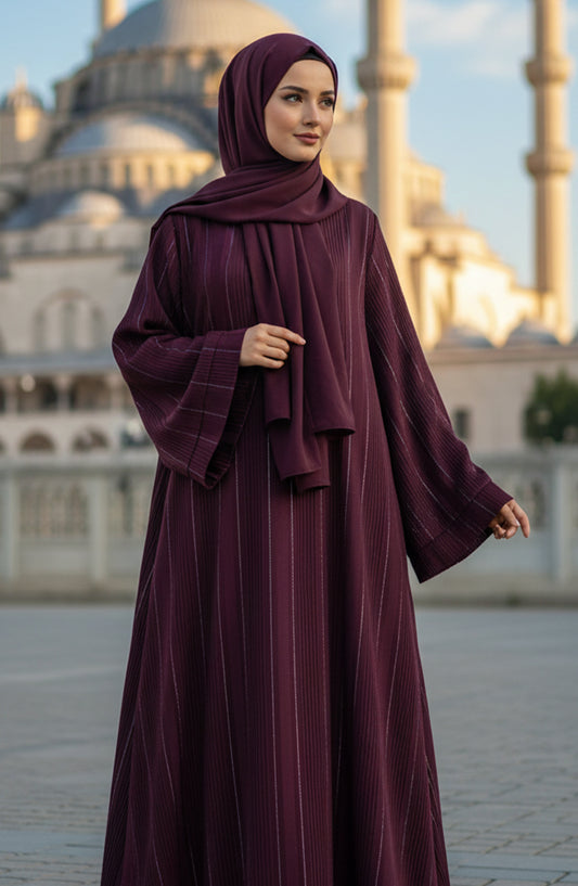 Kohinoor by TGM Straight-Cut Silhouette without Dupatta Premium Zoom Nidha Abaya - Grace Maroon - TGM25KOH - Maroon