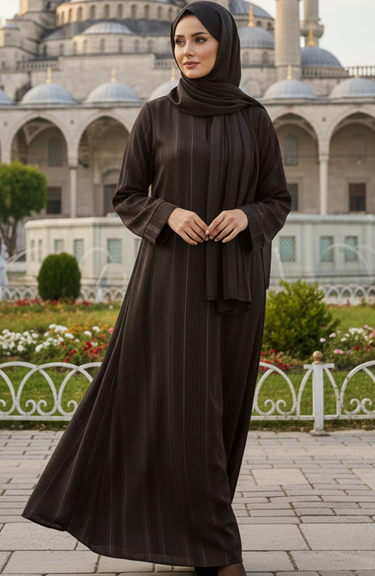 Kohinoor by TGM Straight-Cut Silhouette without Dupatta Premium Zoom Nidha Abaya - Grace Wood - TGM25KOH - Wood