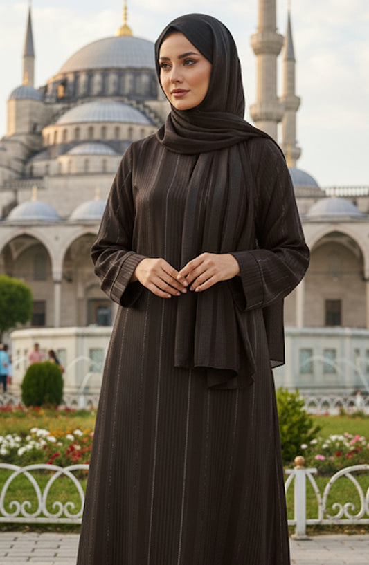 Kohinoor by TGM Straight-Cut Silhouette without Dupatta Premium Zoom Nidha Abaya - Grace Wood - TGM25KOH - Wood