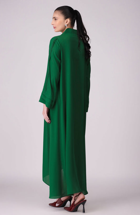 La Rosaa Solid khaddar Stitched Kurties - Green Long - Green - Casual Collection
