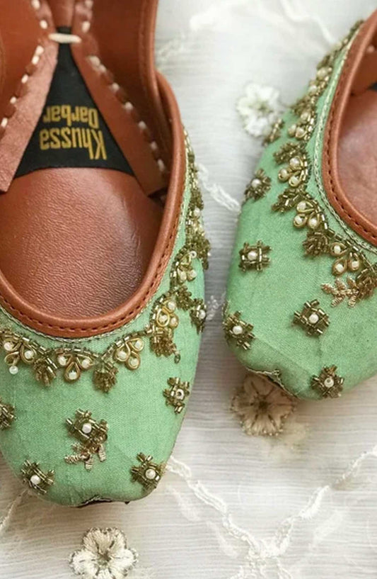 Khussa Darbar Festive Style Khussa Gul Bahar (Pista Green)