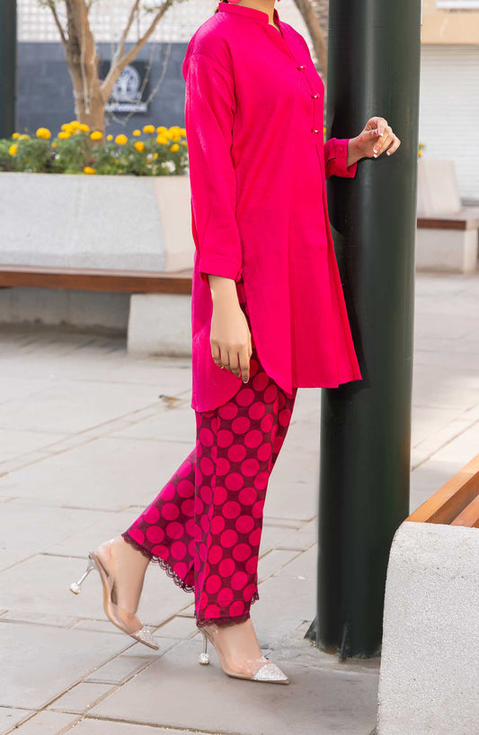 Heba by Amna Khadija Printed Cotton Jacquard Stitched 2 Piece - HCJD-03 - AK25H - Pink - Winter Collection