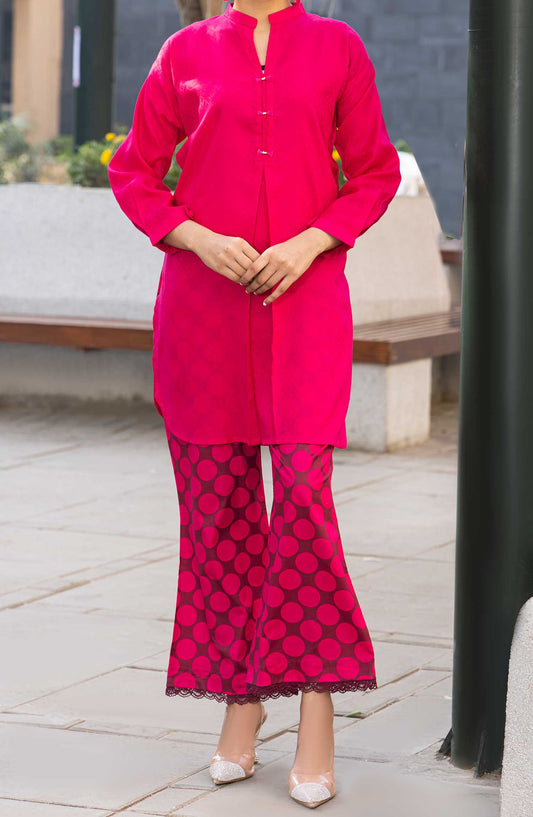 Heba by Amna Khadija Printed Cotton Jacquard Stitched 2 Piece - HCJD-03 - AK25H - Pink - Winter Collection
