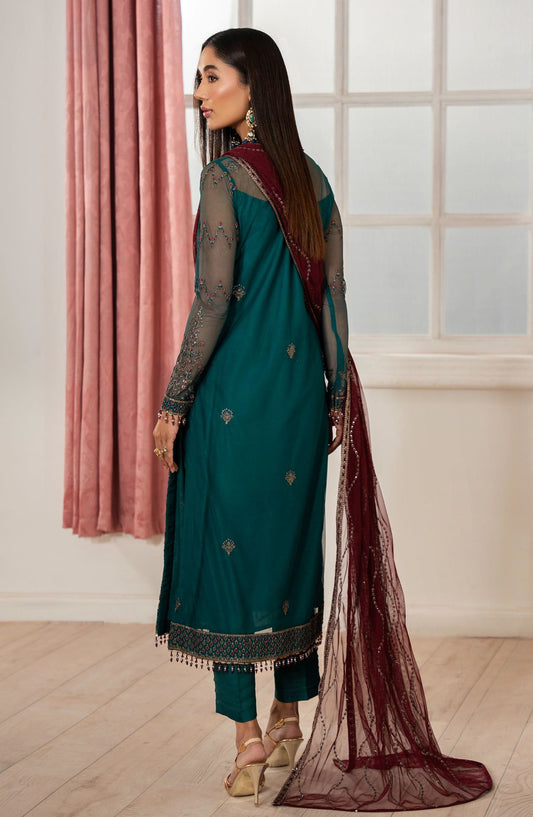 Heer by Zarif Embroidered Net Unstitched 3 Piece Suit - NUHA - ZF25HR  - Z-06 - Green - Festive Collection
