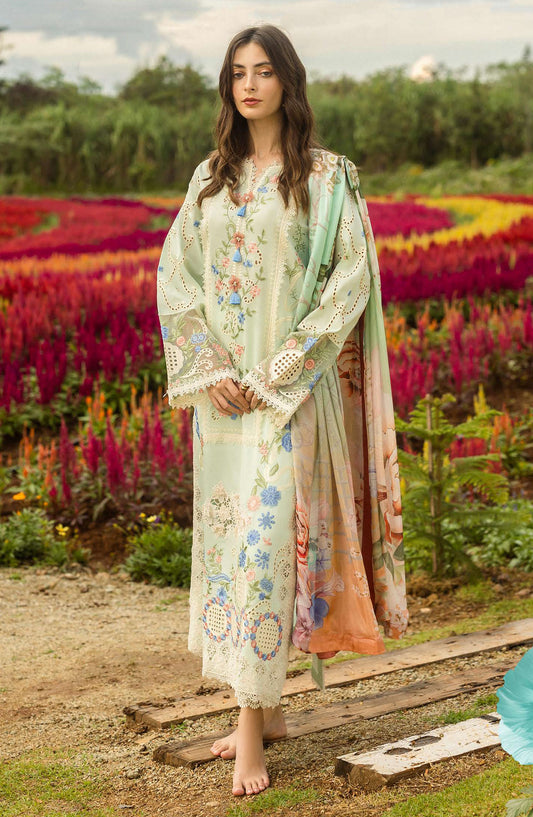 Hemline by Mushq Chikankari Lawn Unstitched 3 Piece Suit - Starlit Lilies - MQ25SGH - Green - summer Collection