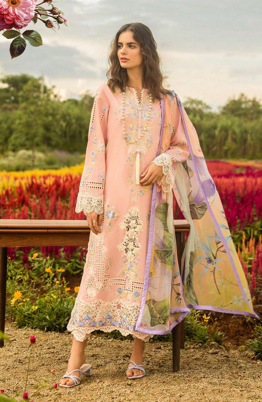 Hemline by Mushq Chikankari Lawn Unstitched 3 Piece Suit - Butterfly Kisses - MQ25SGH - Pink - summer Collection
