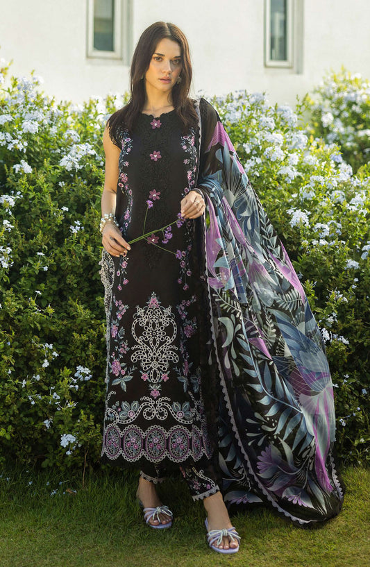 Hemline by Mushq Chikankari Lawn Unstitched 3 Piece Suit - Thorned Grace - MQ25SGH - Black - summer Collection