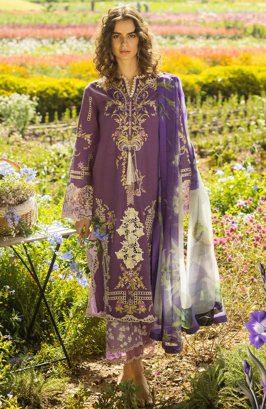 Hemline by Mushq Chikankari Lawn Unstitched 3 Piece Suit - Celestial Bloom - MQ25SGH - Purple - summer Collection