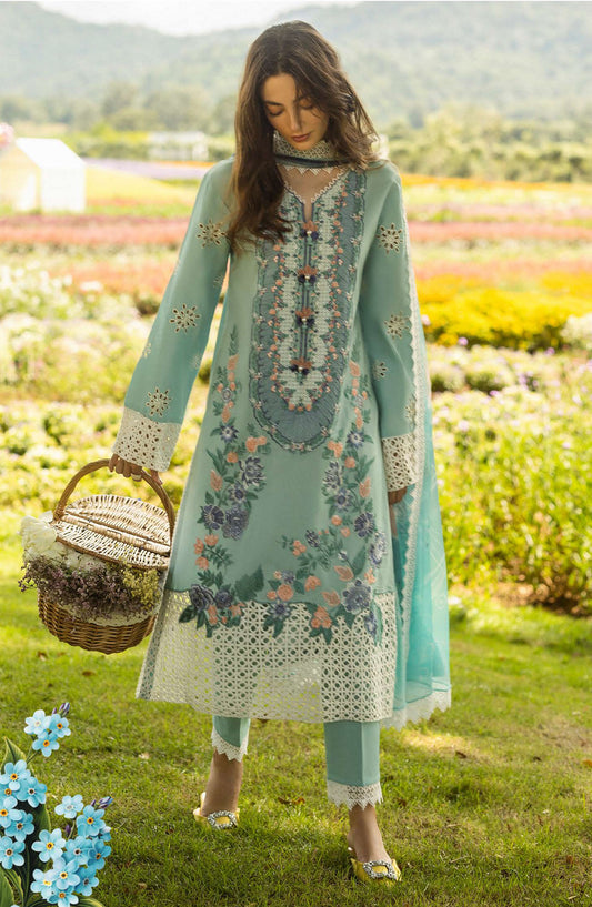 Hemline by Mushq Chikankari Lawn Unstitched 3 Piece Suit - Whimsical Wisteria - MQ25SGH - Blue - summer Collection