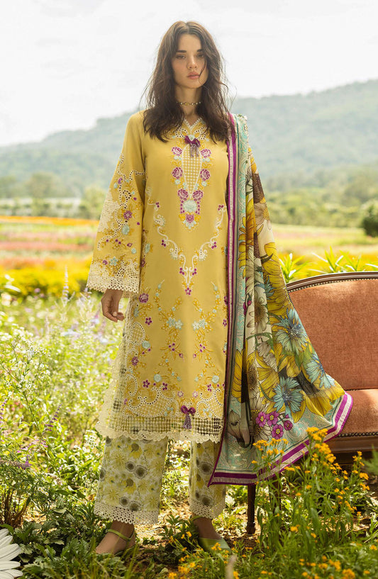 Hemline by Mushq Chikankari Lawn Unstitched 3 Piece Suit - Faded Sunflower - MQ25SGH - Yellow - summer Collection
