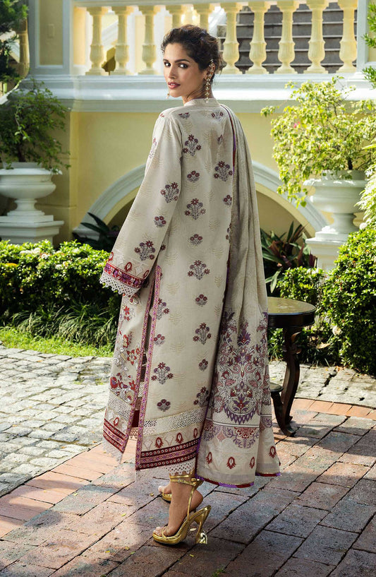 Seraph by Mushq Embroidered Jacquard Lawn Unstitched 3 Piece - HML25-01 Levana - MQ25SL - White - Summer Collection