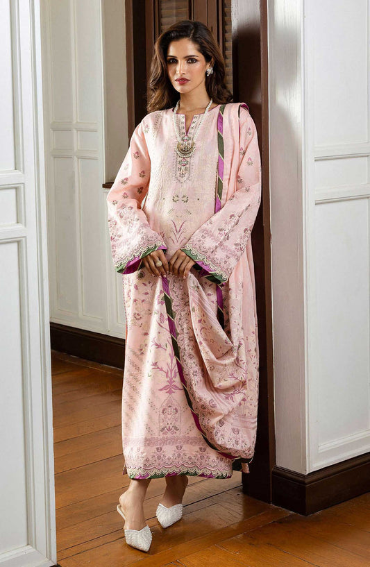 Seraph by Mushq Embroidered Jacquard Lawn Unstitched 3 Piece - HML25-10 Lillian - MQ25SL - Pink - Summer Collection