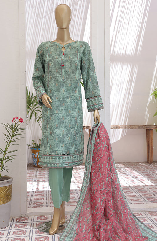 HZ Textile Printed Jacquard Lawn Unstitched 3 Piece Suit - JPC-23 - HZ25JPC - Green - Summer Collection