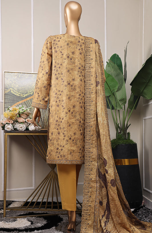 HZ Textile Embroidered Lawn Unstitched 3 Piece Suit - PEC-528 - HZ25PELV6 - Mustard - Summer Collection
