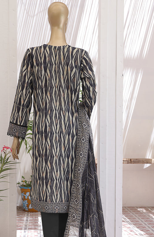 HZ Textile Printed Jacquard Lawn Unstitched 3 Piece Suit - JPC-21 - HZ25JPC - Black - Summer Collection
