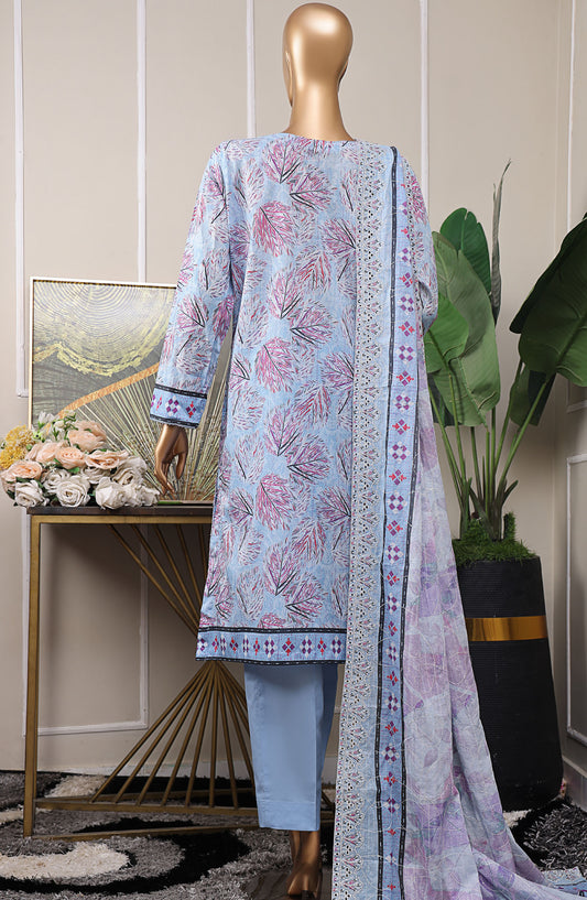 HZ Textile Embroidered Lawn Unstitched 3 Piece Suit - PEC-527 - HZ25PELV6 - Blue - Summer Collection