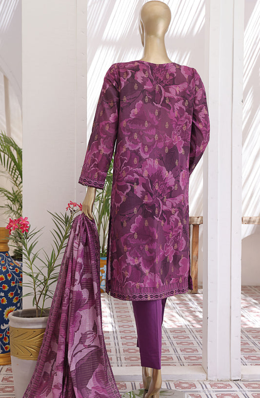 HZ Textile Printed Jacquard Lawn Unstitched 3 Piece Suit - JPC-25 - HZ25JPC - Purple - Summer Collection