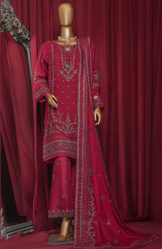Fasaane by HZ Textile Chiffon Stitched 3 Piece Suit - HZK-210 Magneta - HZ25HZKV9 - Formal Collection