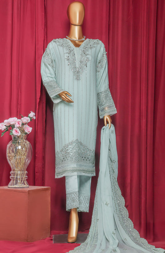 Fasaane by HZ Textile Chiffon Stitched 3 Piece Suit - HZK-212 Pastel Green - HZ25HZKV9 - Formal Collection
