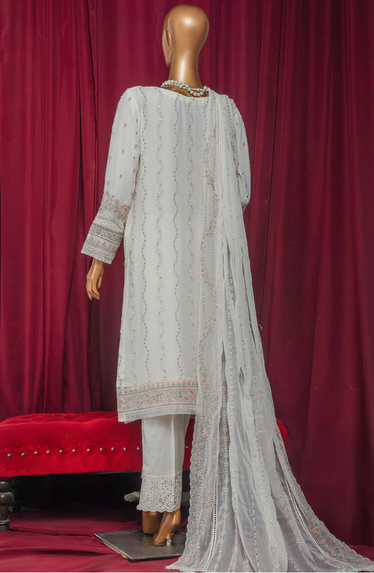 Fasaane by HZ Textile Chiffon Stitched 3 Piece Suit - HZK-209 Cream - HZ25HZKV9 - Formal Collection