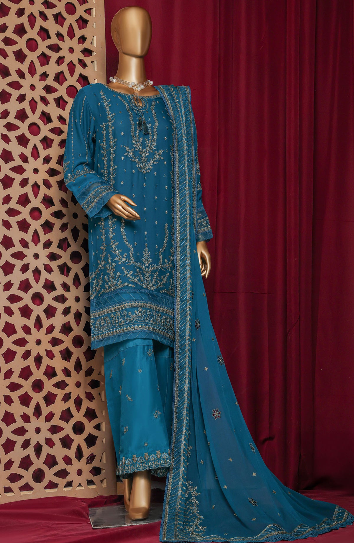 Fasaane by HZ Textile Embroidered Chiffon Stitched 3 Piece Suit - HZK-210 Zinc - HZ25HZKV9 - Formal Collection