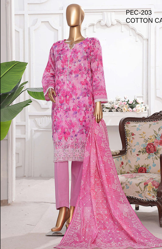 HZ Textile Printed Lawn Stitched 3 Piece Suit - PEC-203 Cotton Candy - HZ25PTKV2 - Pink - Summer Collection