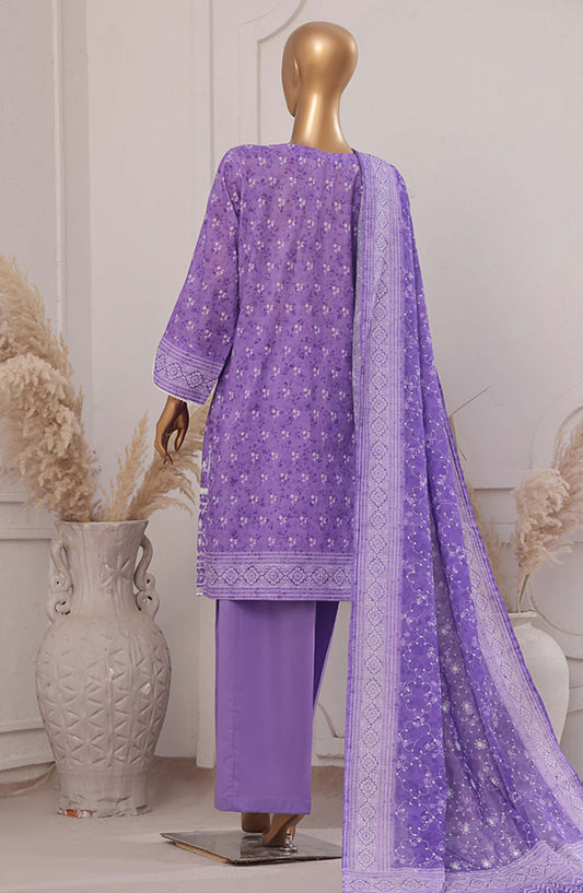 HZ Textile Printed Lawn Stitched 3 Piece Suit - PEC-202 Faded Lavender - HZ25PTKV2 - Purple - Summer Collection