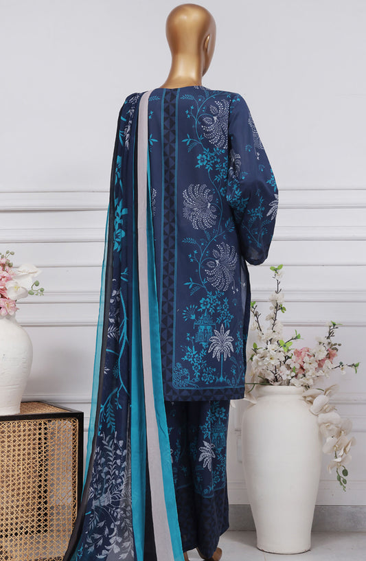 HZ Textile Printed Lawn Stitched 3 Piece Suit - PWW-106 Midnight Blue - HZ25PANC - Summer Collection