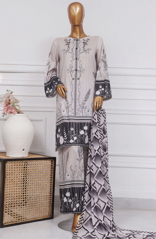 HZ Textile Printed Lawn Stitched 3 Piece Suit - PWW-108 Smoky Black - HZ25PANC - Summer Collection