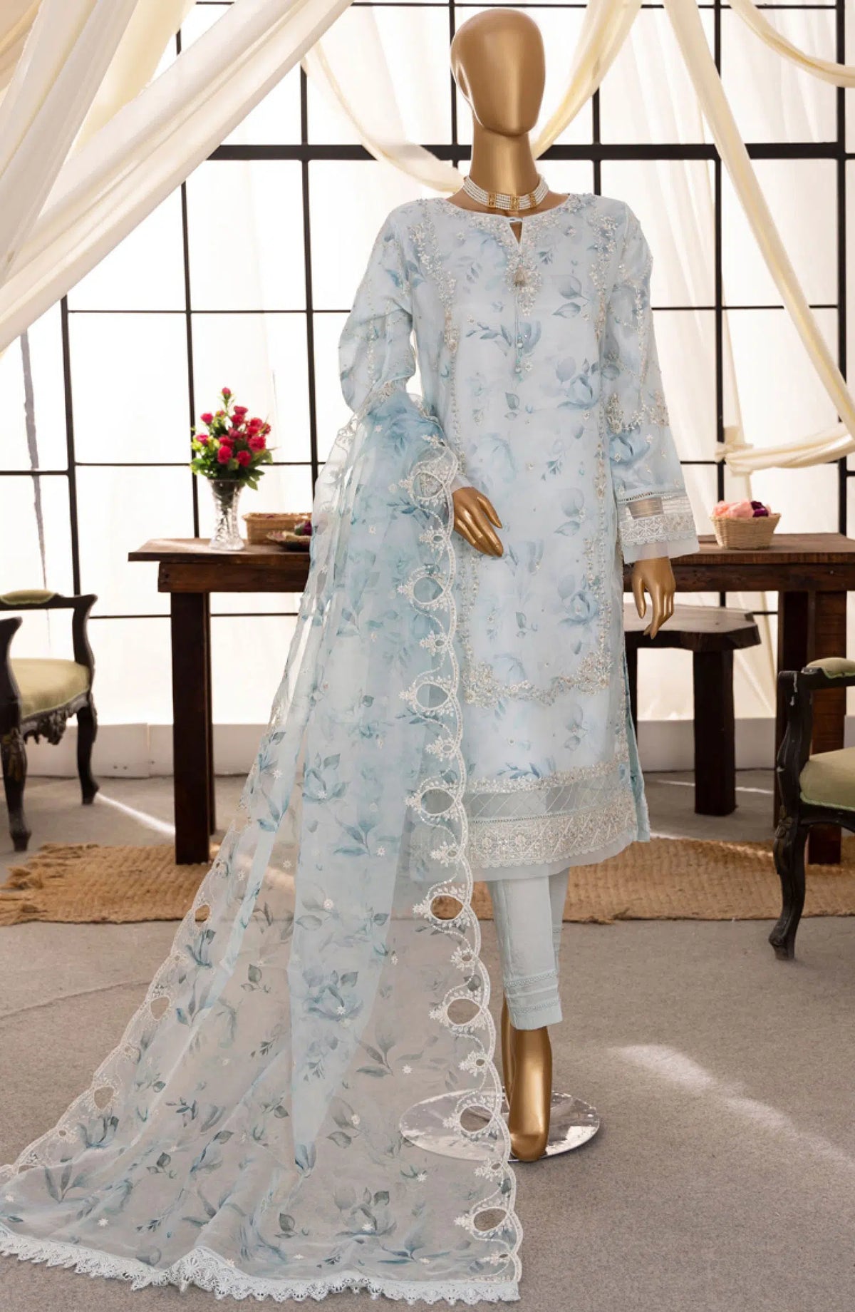 HZ RTW Shaahkaar Embroidered Printed Formal Vol 03 - HZK-143 BLUE