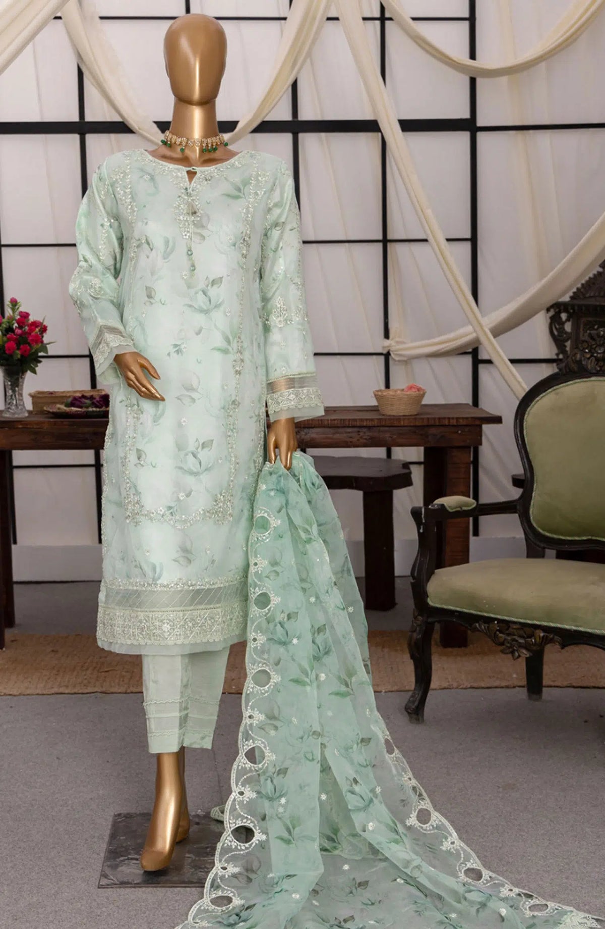 HZ RTW Shaahkaar Embroidered Printed Formal Vol 03 - HZK-143 GREEN