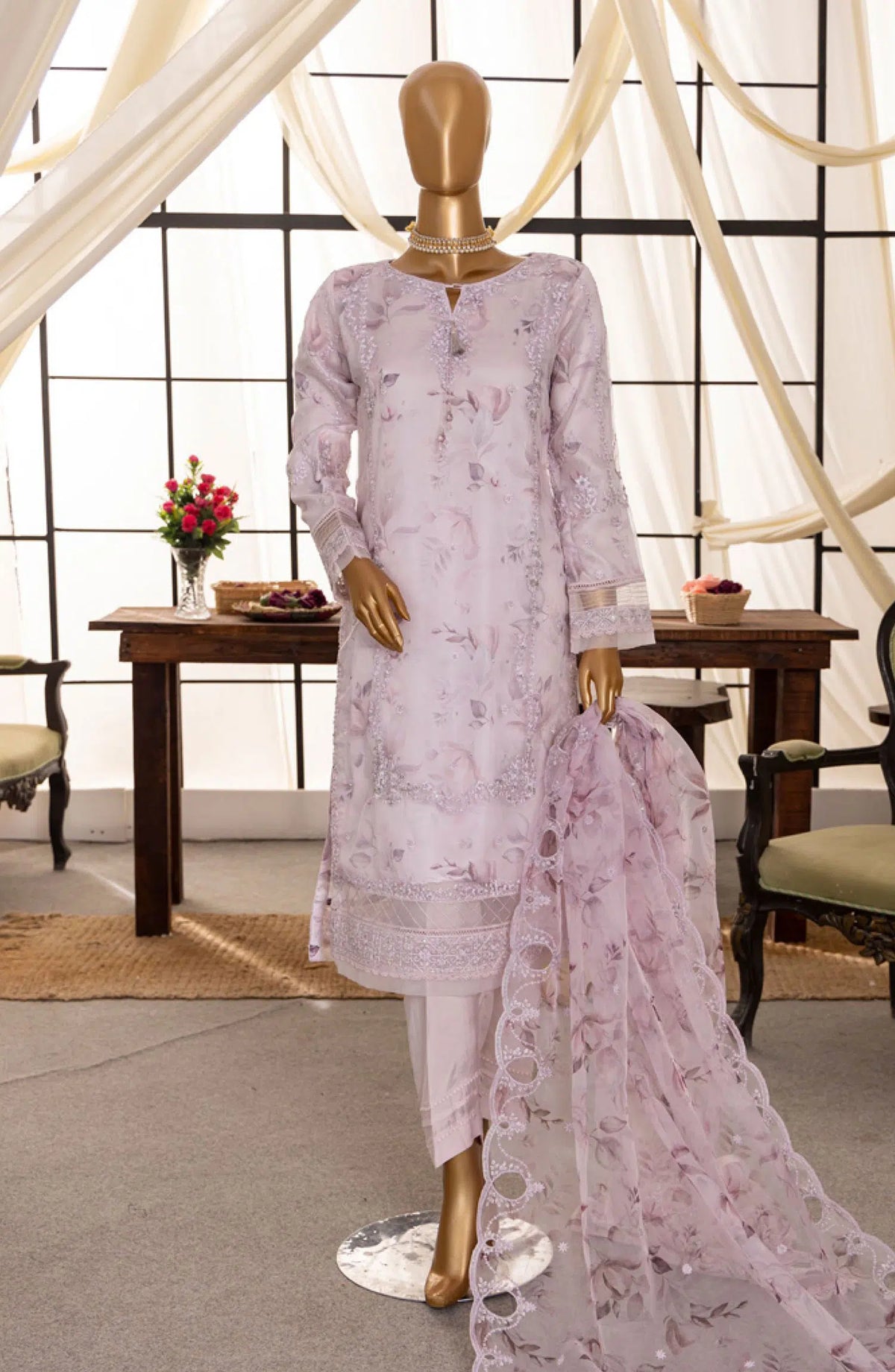 HZ RTW Shaahkaar Embroidered Printed Formal Vol 03 - HZK-143 LILAC