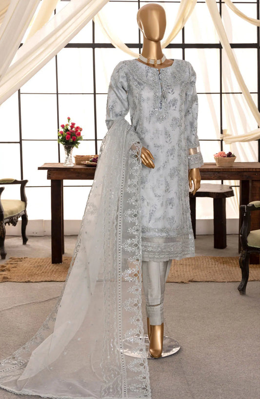 HZ RTW Shaahkaar Embroidered Printed Formal Vol 03 - HZK-144 GREYISH BLUE