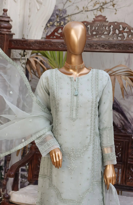 FalSafaa RTW Formal Embroidered Organza Collection 2024 - HZK-147 GREYISH BLUE