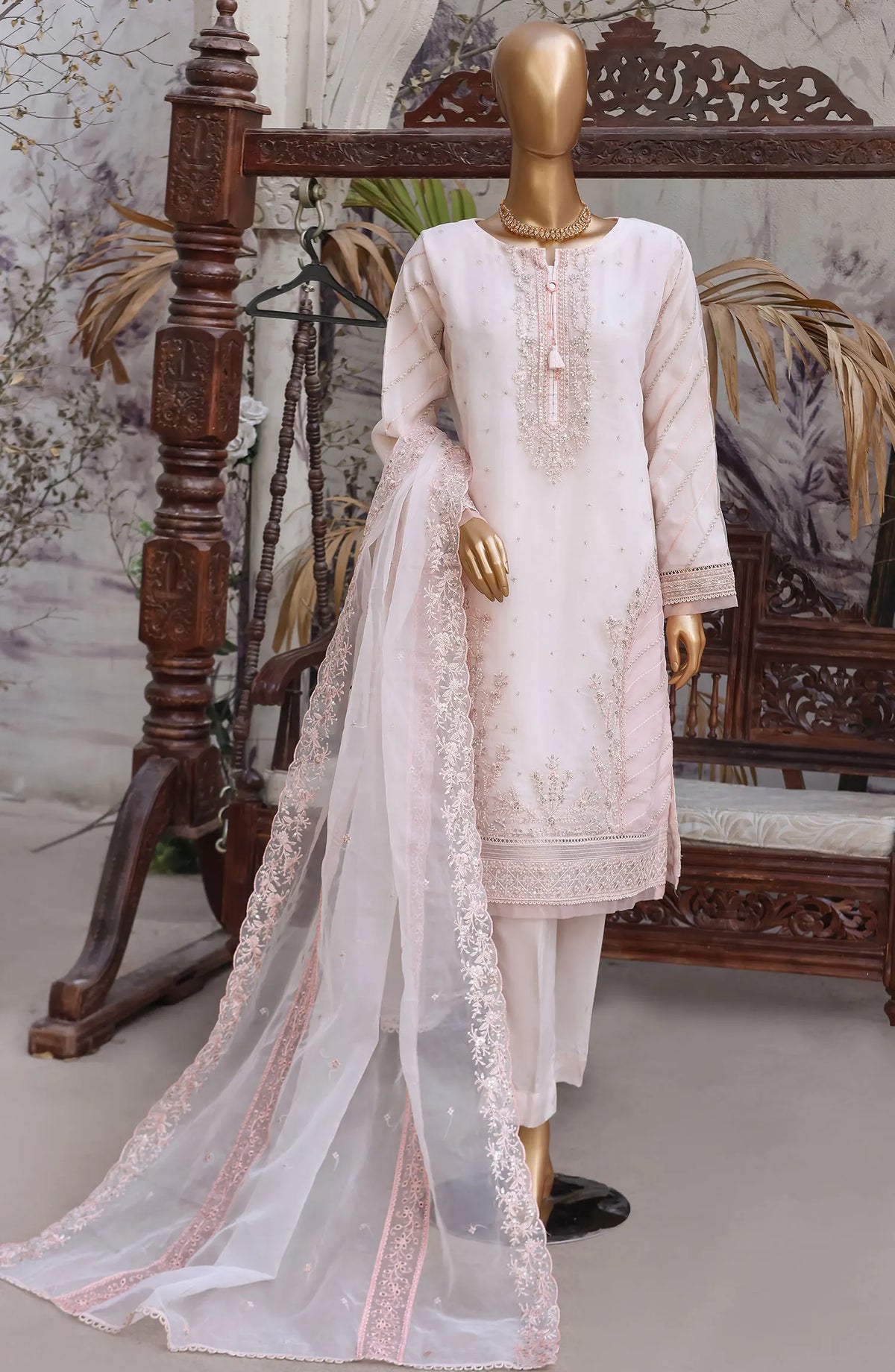 FalSafaa RTW Formal Embroidered Organza Collection 2024 - HZK-148 POWER PINK