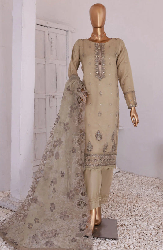 HZ RTW Luxe Pret Formal Organza Embroidered Handwork Collection - HZK-161 GOLDEN