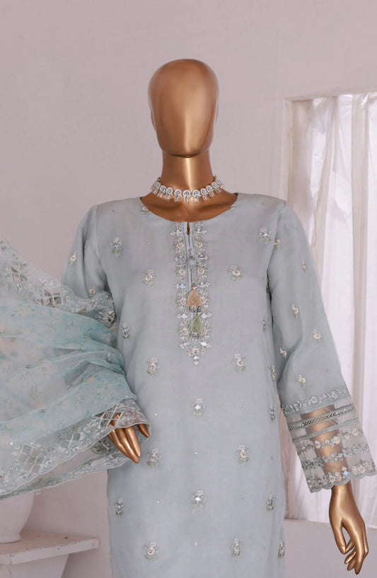 HZ RTW Luxe Pret Formal Organza Embroidered Handwork Collection - HZK-162 BLUE