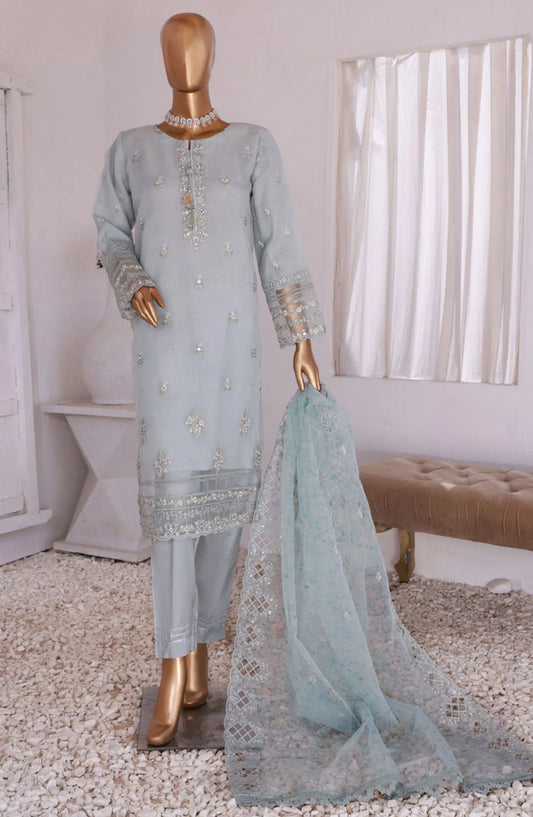 HZ RTW Luxe Pret Formal Organza Embroidered Handwork Collection - HZK-162 BLUE