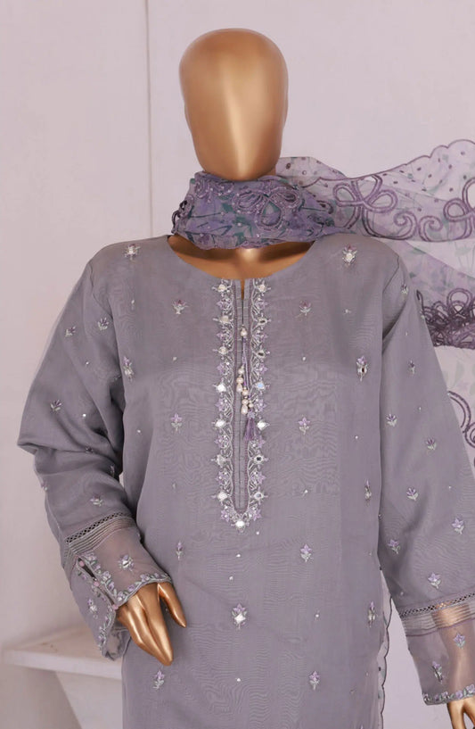 HZ RTW Luxe Pret Formal Organza Embroidered Handwork Collection - HZK-163 LAVENDER