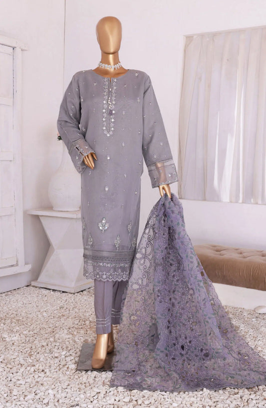 HZ RTW Luxe Pret Formal Organza Embroidered Handwork Collection - HZK-163 LAVENDER