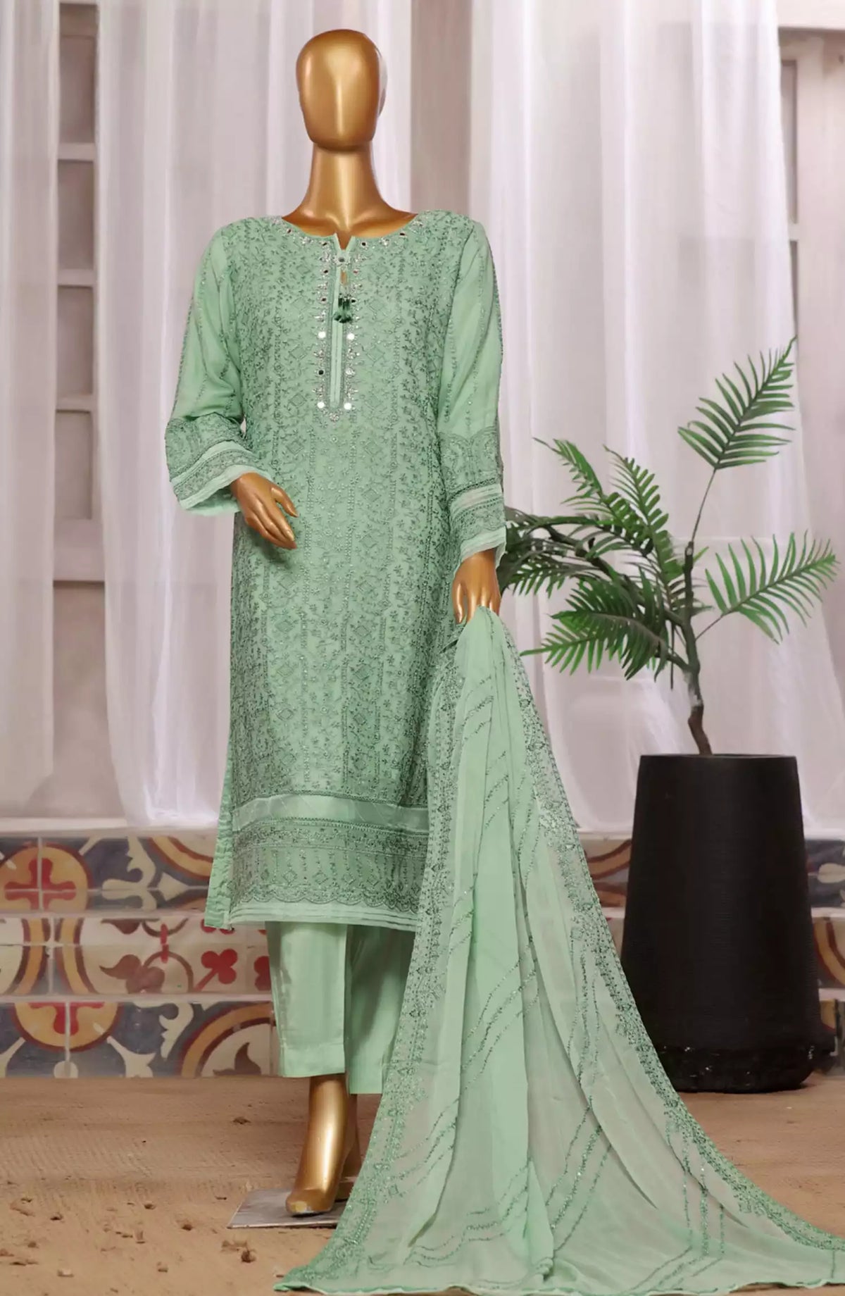 HZ RTW Fasaane Chiffon Collection Vol 06 - HZK 185 Dull Green
