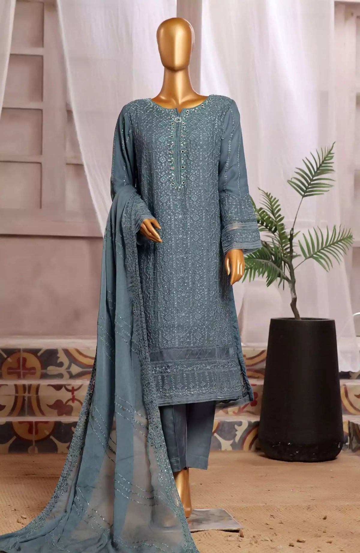 HZ RTW Fasaane Chiffon Collection Vol 06 - HZK 185 Persian Blue