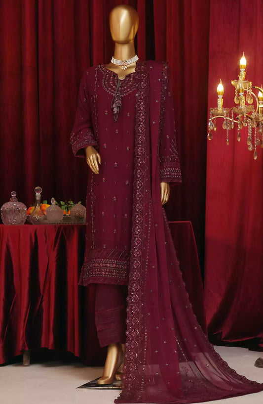 HZ RTW Fasaane Embroidered Chiffon Formals Vol 07 - HZK-187 MAROON
