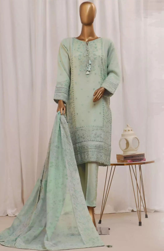 HZ Sheer RTW Formals Embroidered Khaddi Net Collection - HZK-190 AQUA