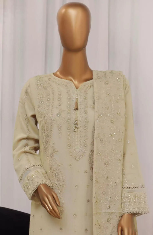 HZ Sheer RTW Formals Embroidered Khaddi Net Collection - HZK-191 BEIGE