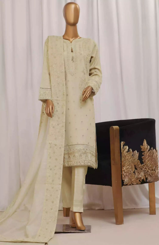 HZ Sheer RTW Formals Embroidered Khaddi Net Collection - HZK-191 BEIGE