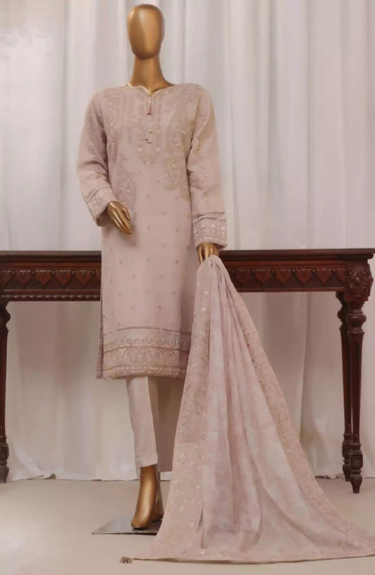 HZ Sheer RTW Formals Embroidered Khaddi Net Collection - HZK-191 MAUVE