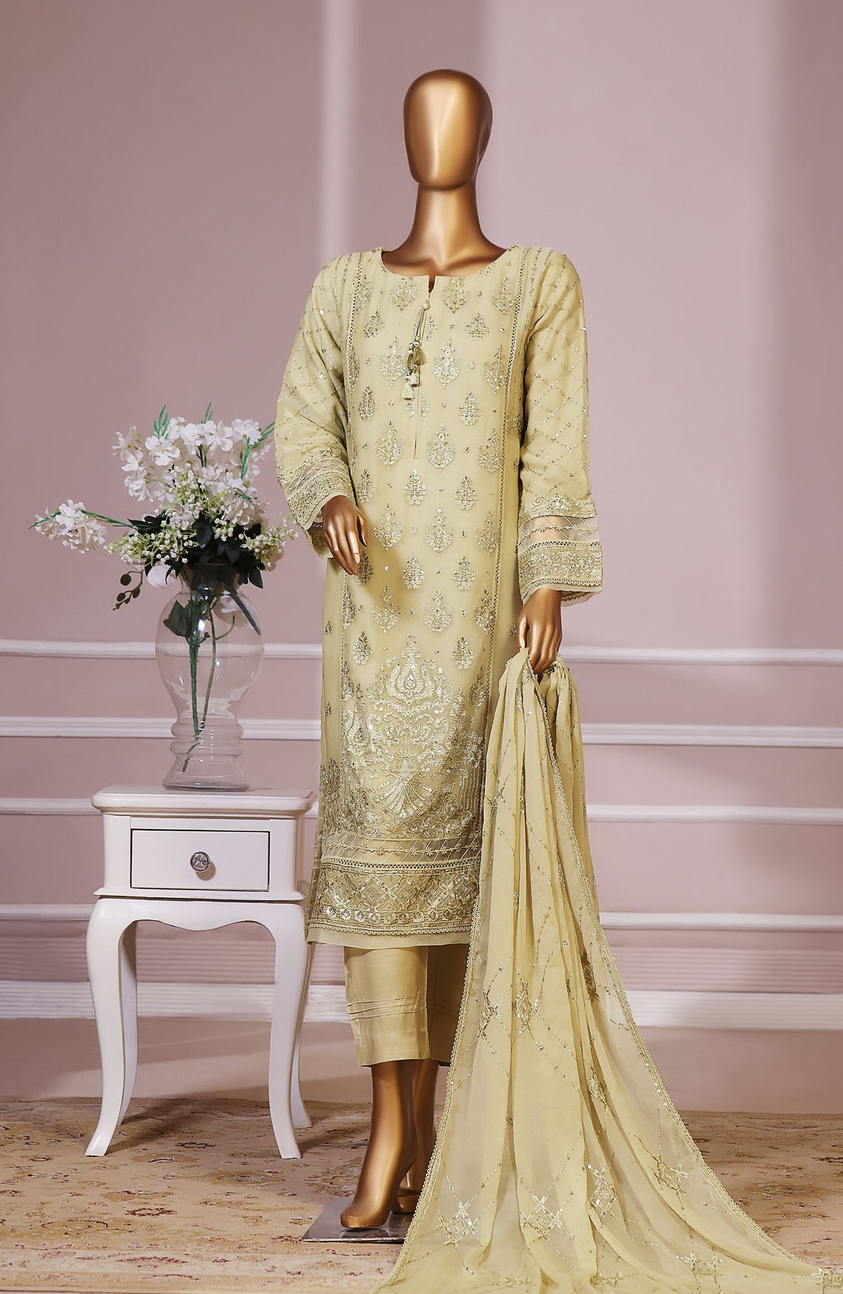 Luxury Formal Chiffon RTW Collection by HZ Textiles - HZK 118 Light Green