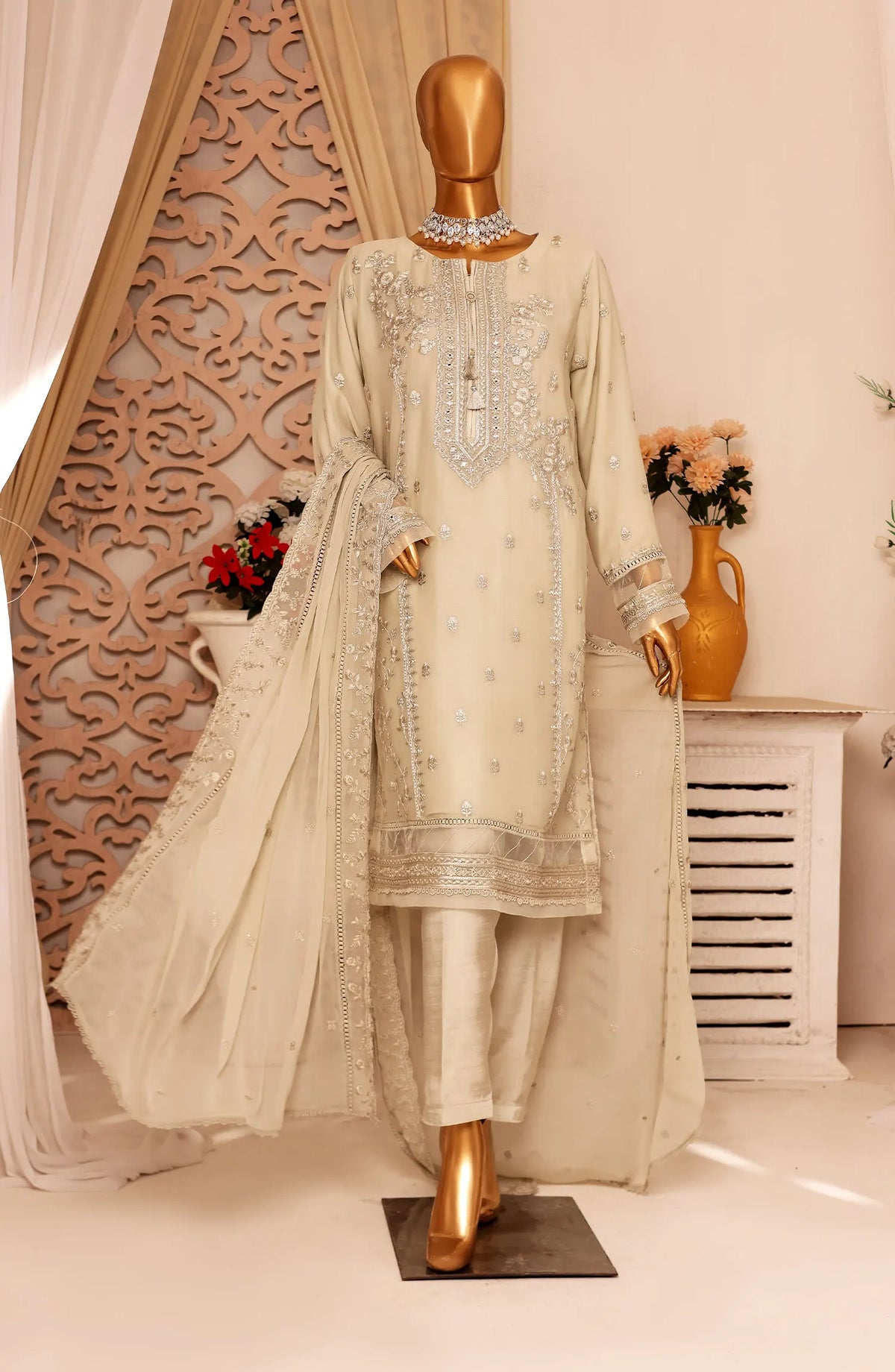 HZ RTW Fasaane Chiffon Collection Vol 02 - HZK 152 PASTEL OLIVE