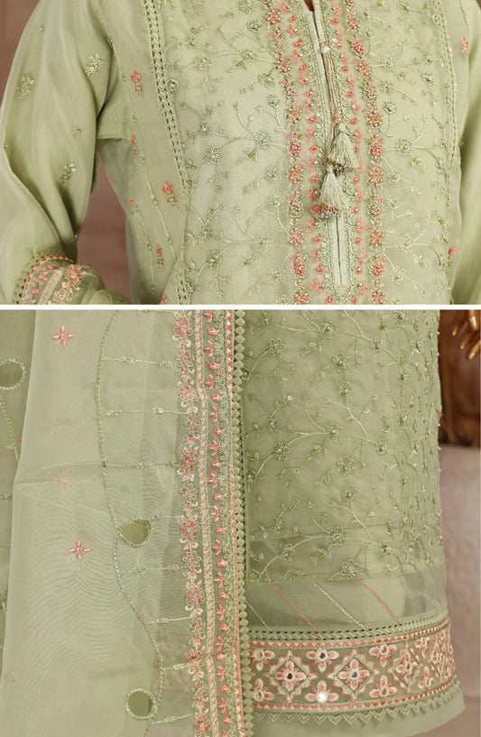 HZ RTW Falsafaa Formals Embroidered Organza Collection Vol 02 - HZK 160 GREEN